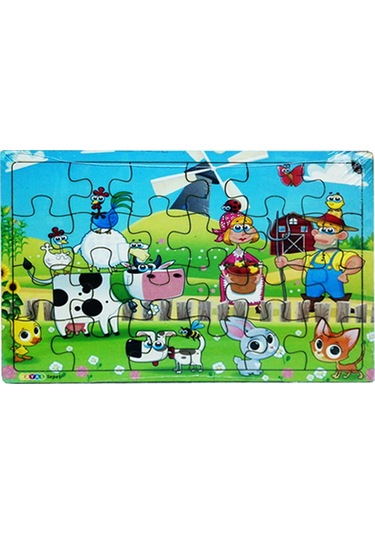 Yeni 4 Adet 24 Parçalı Ahşap Puzzle Yapboz Seti. Çiftliğim. Okya