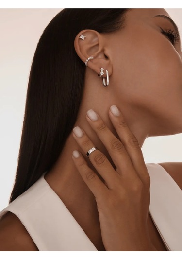 Miestilo Delme Gerektirmeyen Takı Küpesi Gümüş 925 Tek Küpe Gümüş 244524395 Gümüş