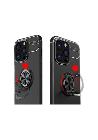 Apple iPhone Uyumlu 13 Pro Max Adamaxaksesuar Ravel Silikon Kapak Siyah Kırmızı
