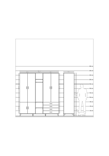 Kronos Dolap 14 Raflı 4 Çekmeceli Tek Askılı 220x59x243 Antrasit-aytaşı/aytaşı Aytası/aytası