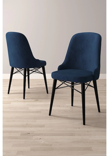 Nova Serisi, 1 Adet Lacivert Mutfak Sandalyesi, Siyah Gürgen Ayak, 1. Sınıf Babyface Kumaş