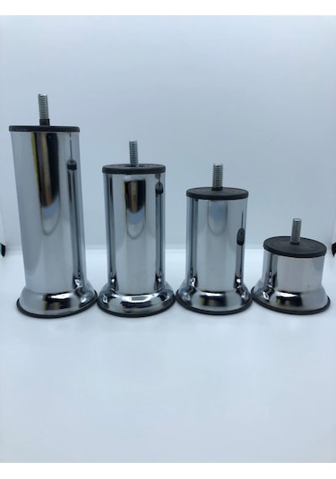 Metal, Krom 10 Cm İnce Diş M8 Vidalı Koltuk,baza,dolap Mobilya Ayağı 4 Adet Krom