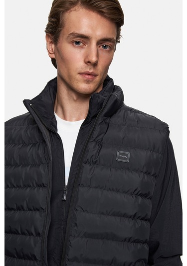 Twn Slim Fit Siyah Düz Yelek Mont 5ecy705015033 001