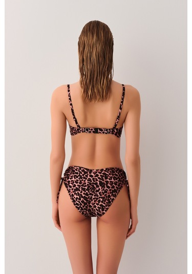 Suwen Leopard Yanı Büzgülü Bikini Alt Sb25415543543 Leopar Desenli