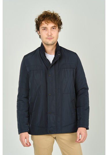 Lucas Erkek Fermuar Ve Çıtçıt Kapamalı Hakim Yaka Kaban 4785 Lacivert Lacivert