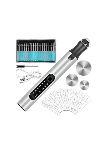 Pazly Tcherchı Elektrikli Gravür Kalem Seti Snj-3681, 2.35mm Chuck, 5000-18000rpm, Usb Şarjlı, Taşınabilir, Multi-tool