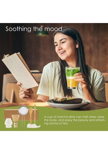 Geekyou Seramik Matcha Seti: Çay Süzgeci Ve Kaşık - Pürüzsüz Matcha İçin Pratik Araçlar Ahşap
