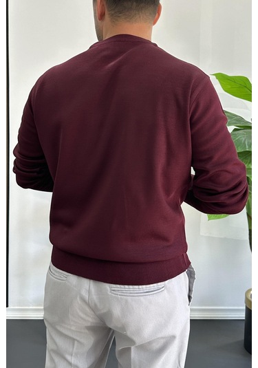 Erkek Bisiklet Yaka Normal Kalıp Kazak Bordo Edw410 Bordo