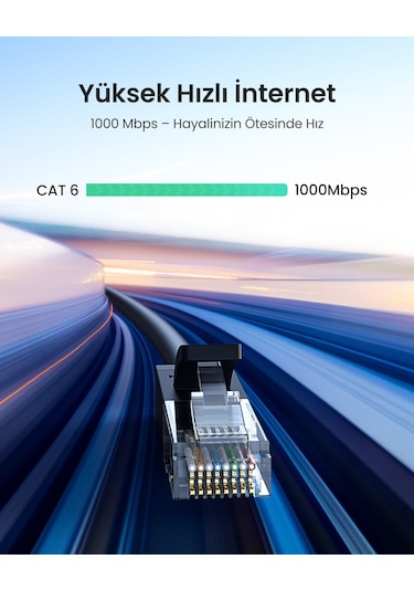 Ugreen Cat6 Ethernet Kablosu, 5 Metre, Siyah, 20162