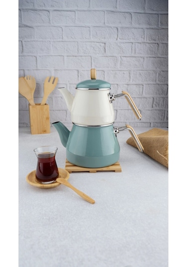 Lumino - Bambu Kulplu Çaydanlık Takımı Yeşil Yeşil