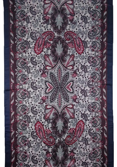Enba Etnik Desenli Soft Pamuklu Şal 75x190 Cm Lacivert - Bordo