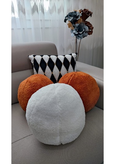 3'lü Top Kırlent / Yastık 2 Büyük Kiremit - 1 Büyük Ekru 40cm /