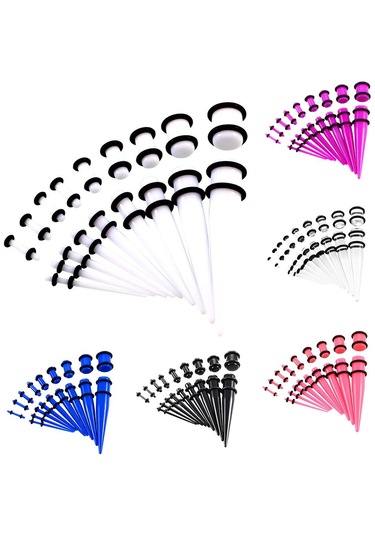 Homyl 18 Parça Kulak Göstergeleri Germe Kiti Fişler Konik 14g Beyaz