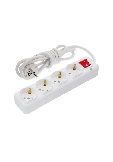 5 Metre Dörtlü Topraklı Anahtar Priz