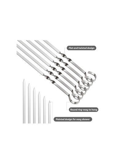 Paslanmaz Çelik Şiş Seti, Tutucu, 6 Şiş Ve 1 Çerçeveli Izgara Aksesuarları, Dış Mekan Izgarası...