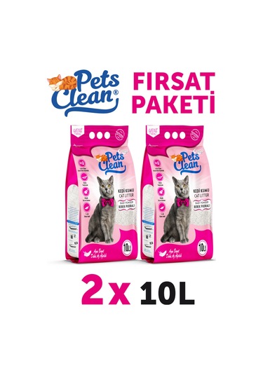 Pets Clean Kedi Kumu Pudralı 10lt 2li