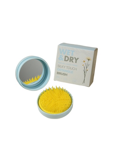 Jzcat Masaj Tarağı Yuvarlak Büküm Kapağı Çift Kullanımlı Ayna Tarağı - Mavi