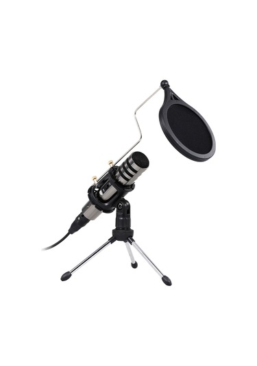 Mufunye Çok İşlevli Kondansatör Mikrofon Kayıt Mikrofonu Kiti 3.5mm Cep Telefonu Bilgisayar Karaoke Ses Mikrofonu Tripodlu