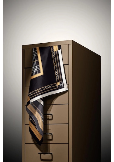 Vissona Twill İpek Eşarp Siyah, Gold