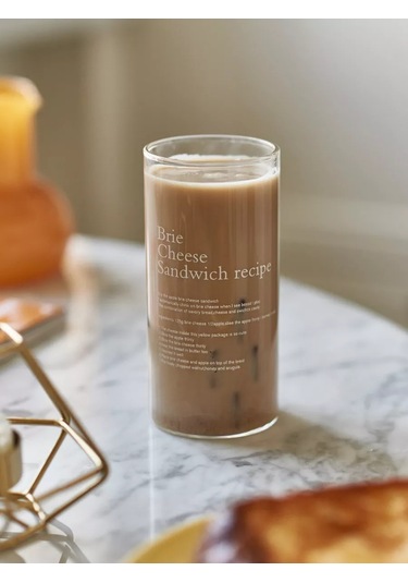 Roomi Borosilikat Cam Bardak 380 Ml, Uzun, Yazılı 177176247 Beyaz