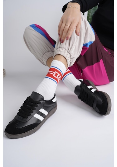 Muggo Gordon Unisex Ortopedik Günlük Bağcıklı Sneaker Spor Ayakkabı - Siyah