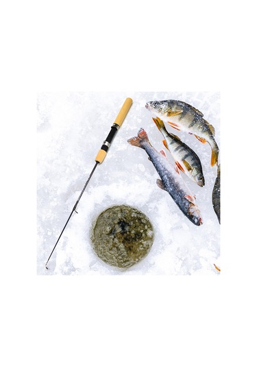 Neevoyu "kompakt Karbon Fiber Kışlık Olta Çubuğu - Kaymaz Ahşap Sap, Taşınabilir Ve Dayanıklı"