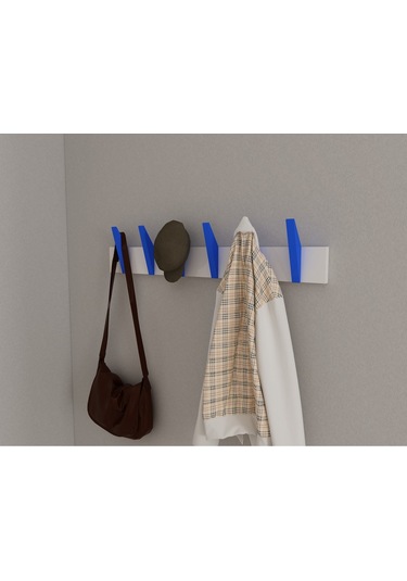 Hepsi3boyutlu Modern Duvar & Kapı Kanca Askılık - 6 Adet Mavi Kanca Askılık - Model No : 4 Mavi