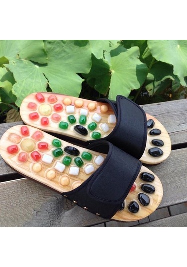 Masaj Terlikleri Sandal Ayakları Refleksoloji Akupresür T8x8e7 Siyah