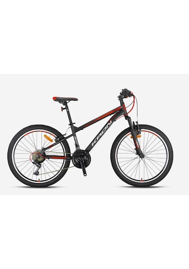 Kron Vortex 4.0 24 Jant 21 Vites V-fren Çelik Çocuk Bisikleti Siyah Kırmızı Kron Vitesli Bisiklet Siyah - Kırmızı
