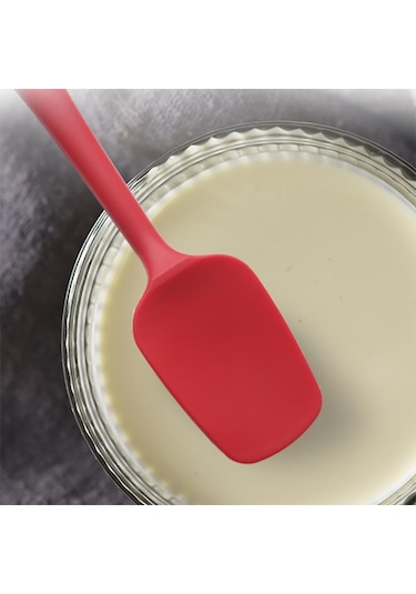Şarap Kırmızısı 21 Cm Sıcak Evrensel Isıya Dayanıklı Entegre Kolu Silikon Kaşık Kazıyıcı Spatula Kek Dondurma Mutfak Aracı Malzemesi Bakeware