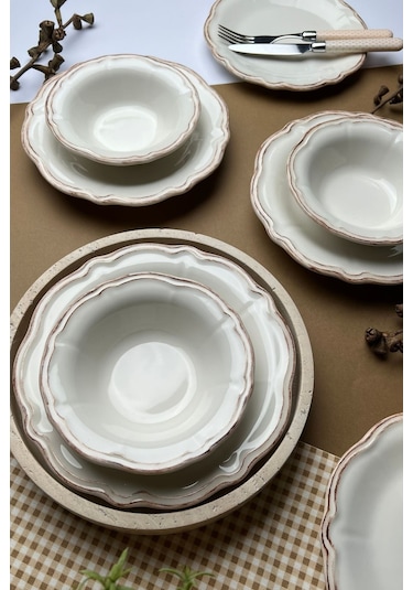 Tabak Evi Stoneware Antik Yemek Takımı 6 Kişilik 24 Parça