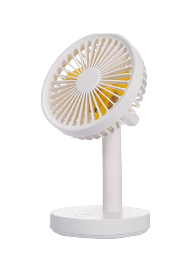 Ranyeek Usb Şarjlı Fantezi: 3 Hızlı, Led Işıklı, Açı Ayarlanabilir, Pil Dahil, Taşınabilir Soğutucu - Beyaz