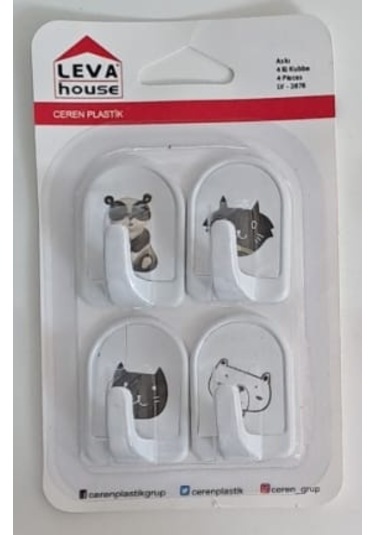 Leva Yapışkanlı Askı 4 Lü Kubbe Lv-2878 Karışık Desen Diğer