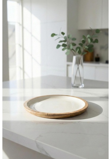 Mango Agacı Pasta Tabağı & Sunum Tabağı 20 Cm Krem Çok Renkli