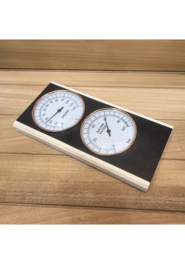 Honeybeeshop Siyah Çift Ölçekli Paslanmaz Çelik Higrometre Termometre Sauna Spa Aksesuarı Entegre Panel