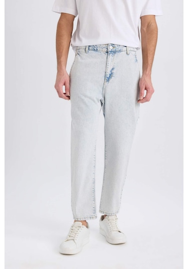 DeFacto %100 Pamuk Relaxed Slouchy Fit Rahat Beli Lastikli Rahat Kesim Dar Paça Siyah Jean Pantolon B8321AX25SPNM63