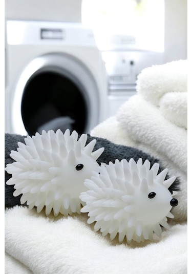 2'li Kirpi Kurutma Topu Beyaz Tüy Toplayıcı Çamaşır Kurutma Topu