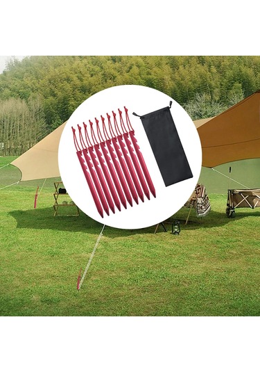 Dolıty 10 Adet Çadır Kazıkları Bahçecilik Açık Kırmızı Kırmızı