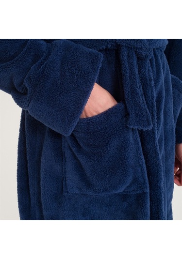 Erkek Welsoft Şal Yaka Polar Sabahlık-Lacivert