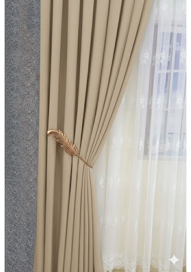 Fon Perde Toplayıcı Yaprak Renso 2 Adet 1sağ-1sol Bronz