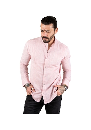 Deepsea Erkek Çizgili Likralı Hakim Yaka Gömlek (541217898)