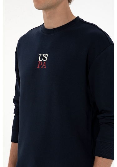 U.S. Polo Assn. Erkek Bisiklet Yaka Comfort Fit Lacivert Basic Sweatshirt 50313760-VR033