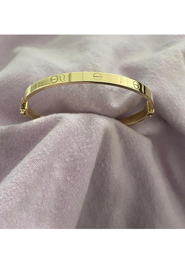 8 Ayar Altın Vidalı Kelepçe - Buyd892 Yeşil