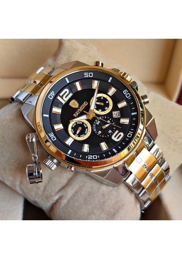 Raymond Özel Tasarım Çelik Erkek Kol Saati Gümüş - Gold