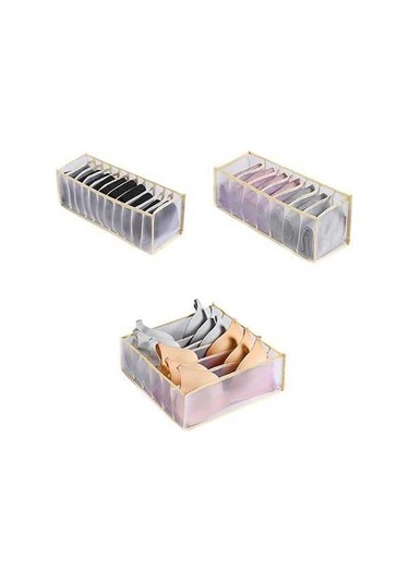 Tongxida 3'ü 1 Arada Çekmeceli İç Çamaşırı Kutusu, Bej Renk, Ev İçin Saklama Diğer