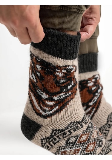 Nezıma Erkek Örgü Yün Çoraplar 249313925 Kahverengi