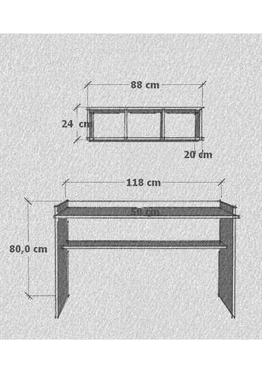 Sera Çalışma Masası Duvar Raflı Beyaz Ceviz Ceviz  -  Beyaz