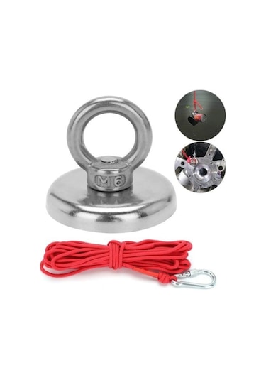 Ay Magnet Güçlü Halkalı Neodyum Pot Mıknatıs Çap 42mm Kurtarma