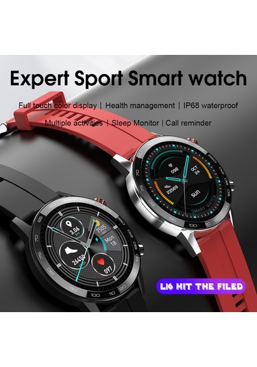 Geeksen L16 Ip68 Su Geçirmez Çağrı Hatırlatıcısı Kalp Atış Hızı Monitörü Kan B Akıllı Saat (İthalatçı Garantili)