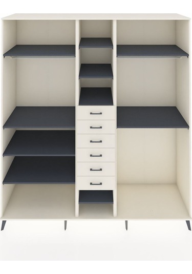 Kronos Dolap 10 Raflı 6 Çekmeceli 3 Askılı 220x59x243 Aytaşı-antrasit/aytaşı Antrasıt/aytası